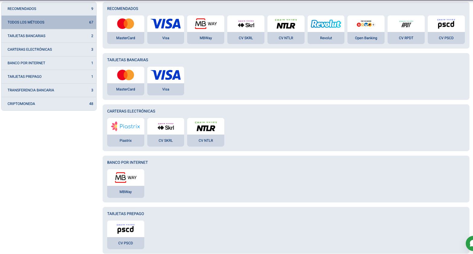 Métodos de pago Fairpari